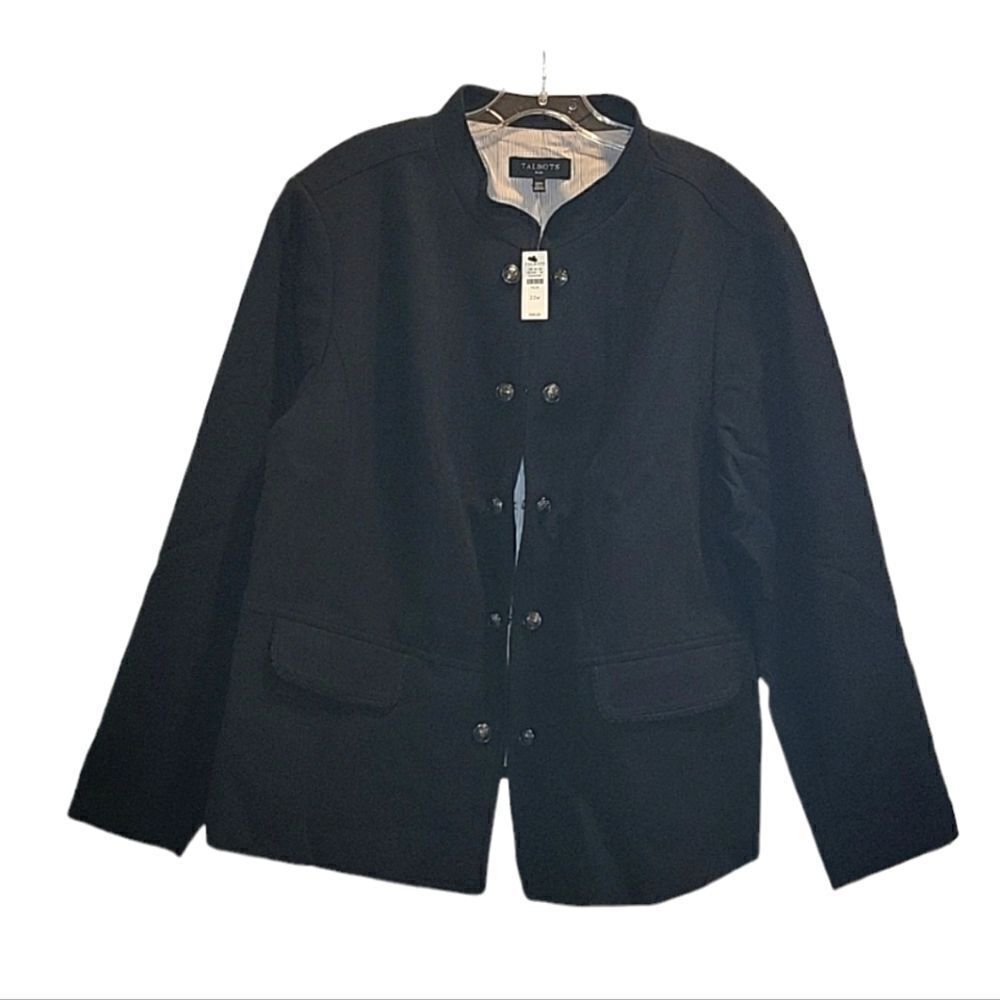 Talbots Ashley Twill Blazer Jacket Womens Black Pockets Lined Career 22 W